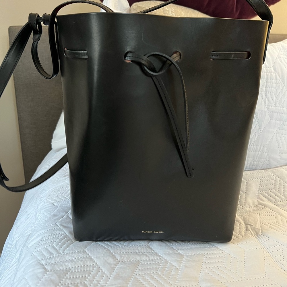 Mansur Gavriel Black Leather Bucket Bag